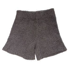 Skims Size S/ M Cozy Knit High Waist Fuzzy Shorts Gray 14.5" Waist Unstretched